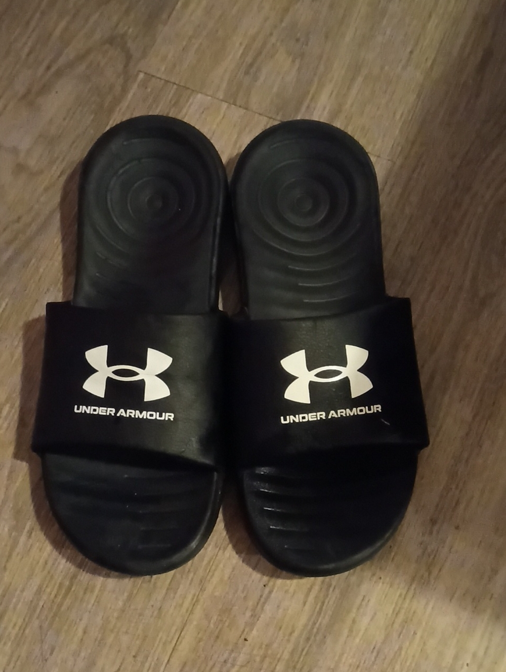 Under Armour Black Slides with White Logo